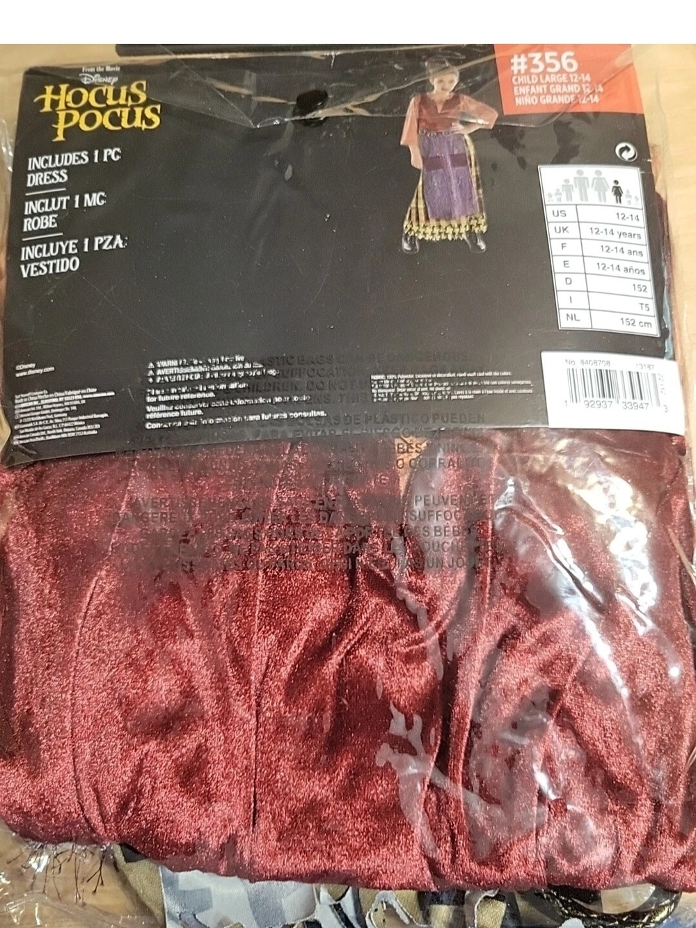 Girls Mary Sanderson Halloween Costume - Disney Hocus Pocus Size L 12-14 #4011 - Picture 2 of 3